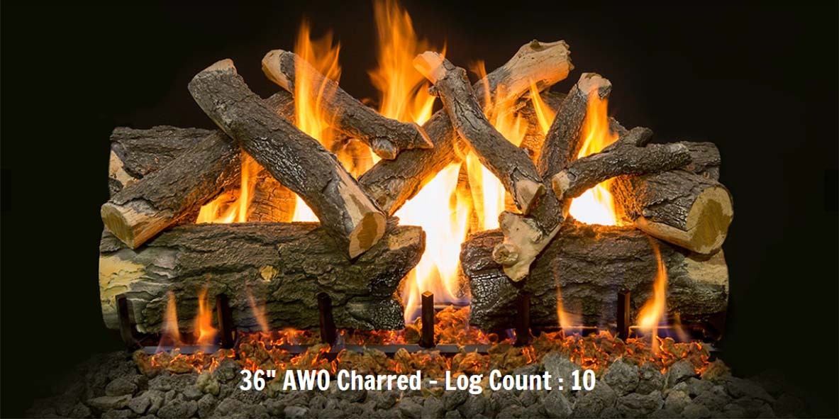 Grand Canyon 30" Arizona Weathered Oak Charred Vented Gas Log Set and Burner