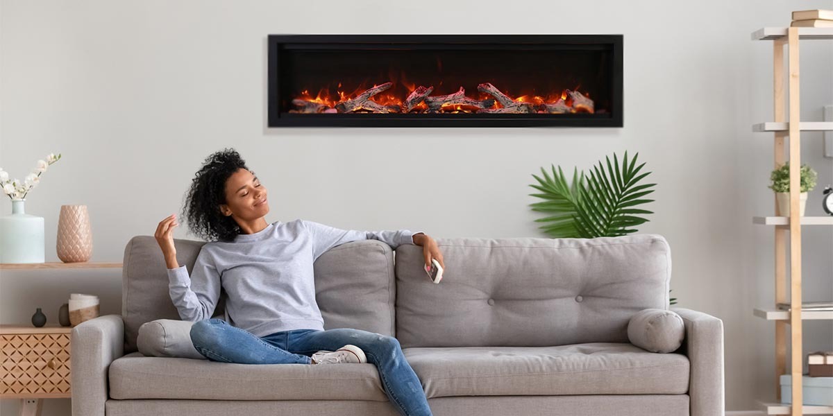 Amantii Symmetry Bespoke - 88" Wide, Indoor / Outdoor, Electric, Built In, Fireplace 