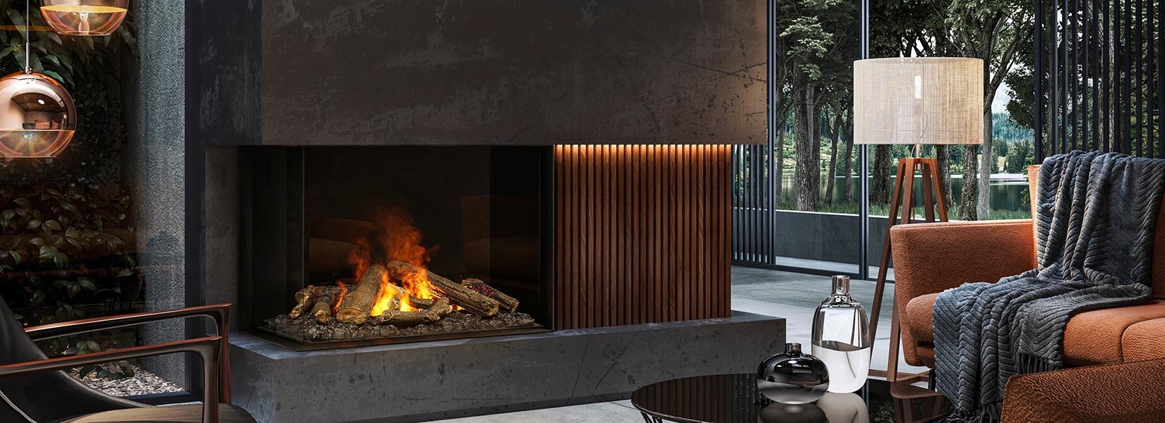 Dimplex Optimyst® e-MatriX 37" Built-in Water Vapor Fireplace - Left-facing