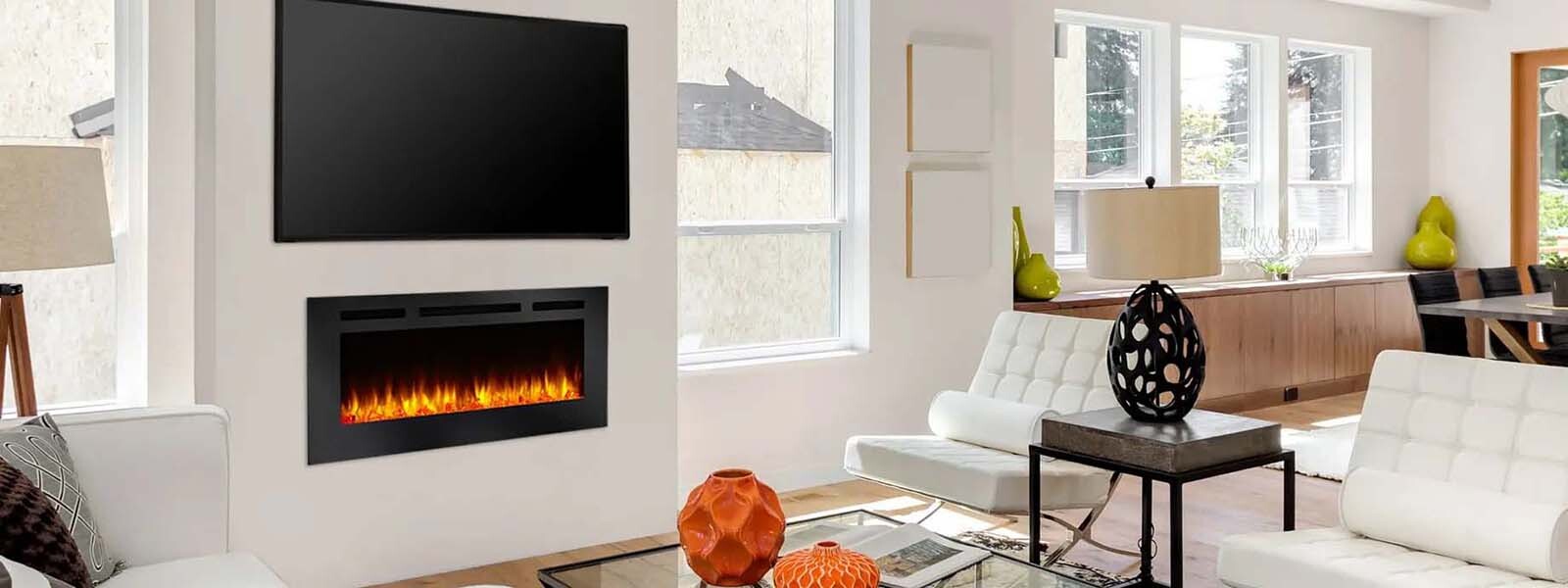 SimpliFire Allusion recessed linear electric fireplace series