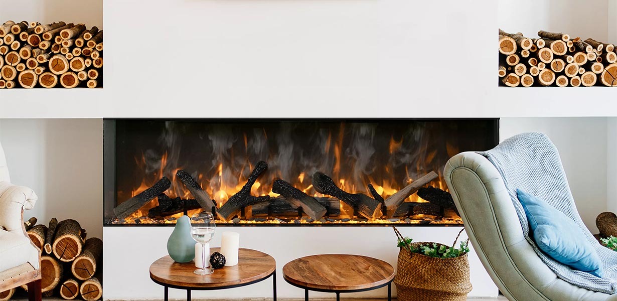 Amantii  75" TruView Signature 3-Sided Glass Electric Fireplace 