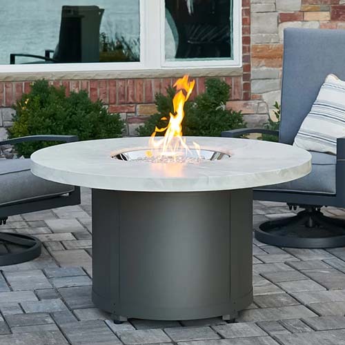 White Onyx Beacon Round Gas Fire Pit Table - BC-20-WO