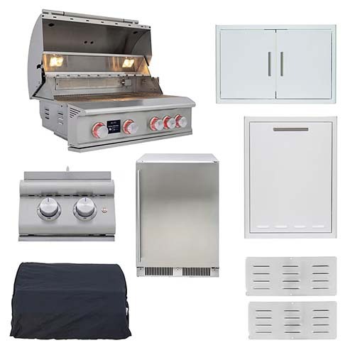 Blaze LTE PRO, 8 Piece Kitchen Package with 32 Inch, 4-Burner, Gas Grill