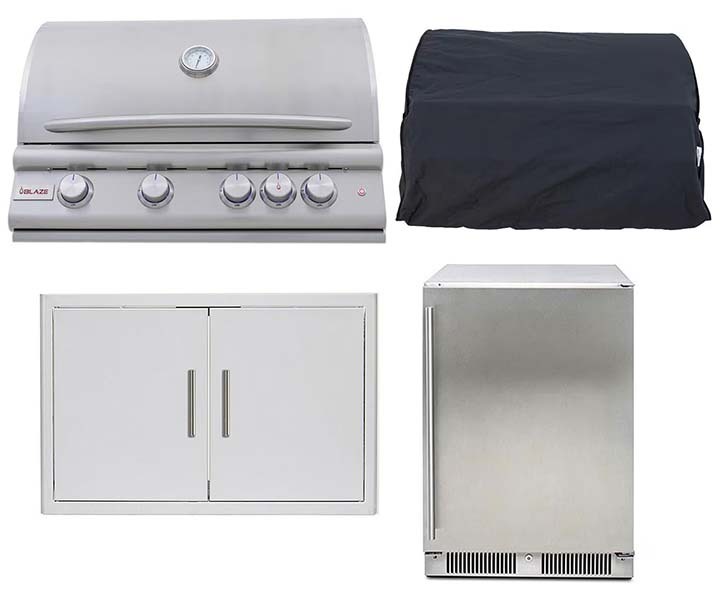Blaze LTE+ 5 Piece, 32 Inch, 4 Burner, Gas Grill and Outdoor Kitchen Package Blaze LTE+ 4 Piece 32" Gas Grill Outdoor Kitchen Package - BLZ-4LTE3-5PCE