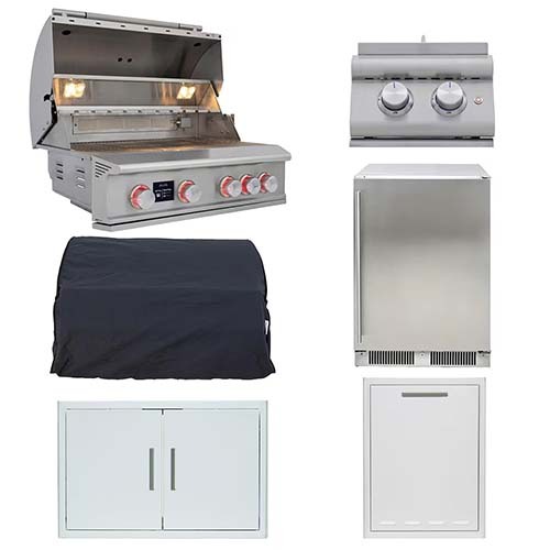 Blaze LTE PRO, 6 Piece Outdoor Kitchen Package with 32 Inch, 4-Burner, Gas Grill