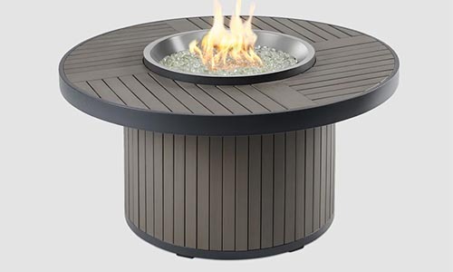 Outdoor Greatroom Company Brooks Round Taupe Chat Height Gas Fire Pit Table 