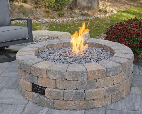 Bronson Block Round Gas Fire Pit Kit 