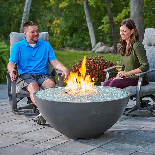 Outdoor GreatRoom Company 42" Cove Edge Fire Pit - Contemporary Concrete Finish