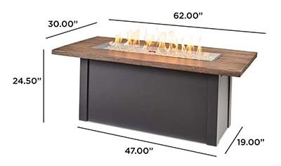 62" Havenwood Linear Gas Fire Pit Table Dimensions