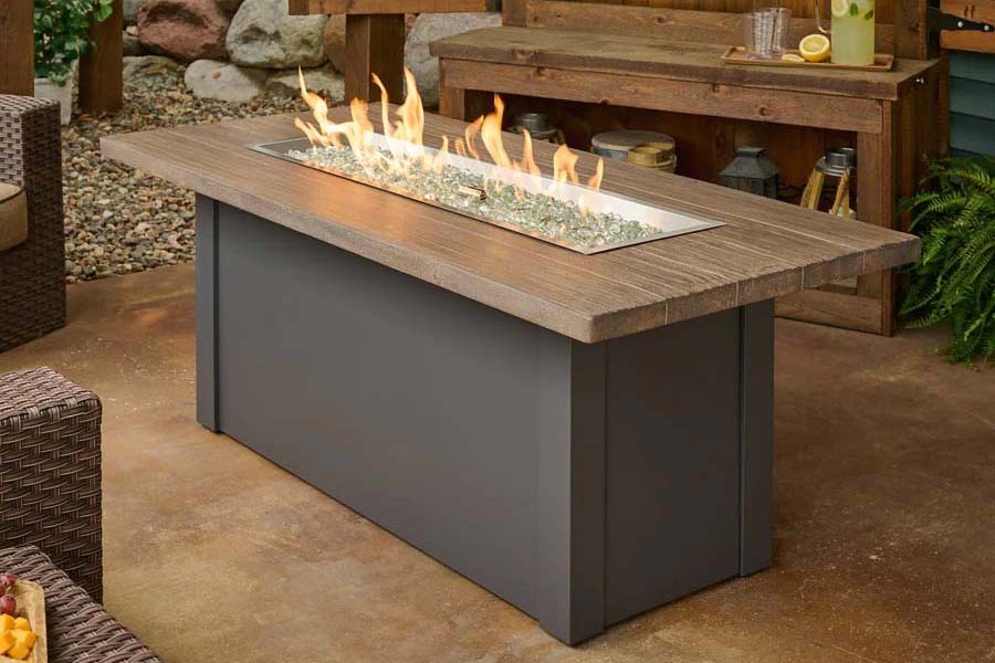 Outdoor Greatroom Company Havenwood Rectangular Gas Fire Pit Table with Grey Base Outdoor Greatroom Company Havenwood Rectangular Gas Fire Pit Table with Grey Base