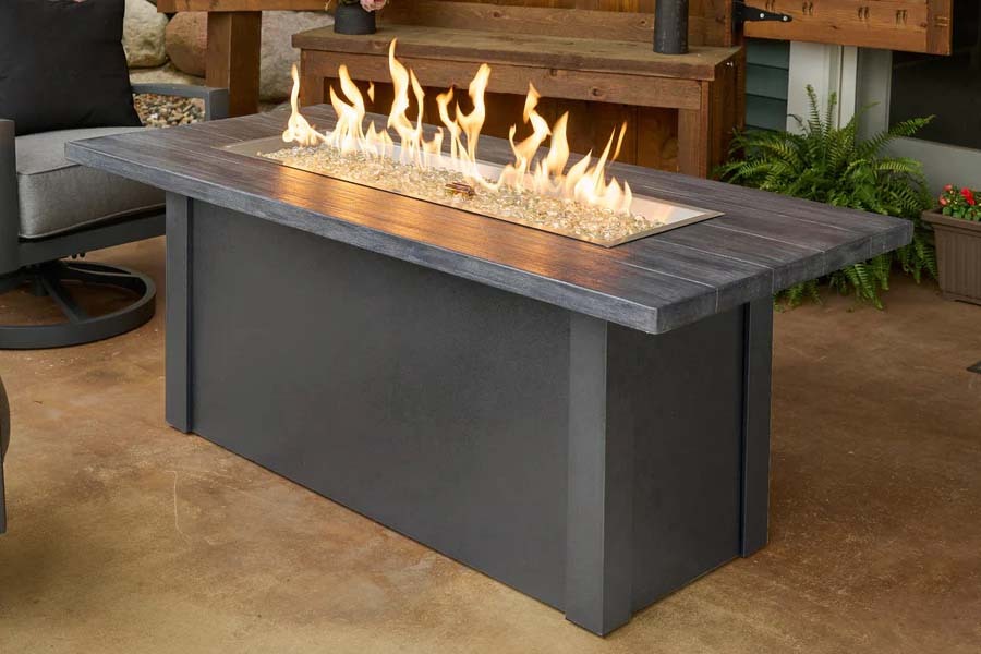 62" Havenwood Linear Gas Fire Pit Table with Carbon Grey Everblend Top - HVDG-1242-K