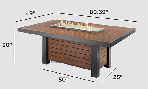 Outdoor Greatroom Company Kenwood Linear Dining Height Gas Fire Pit Table - KW-1242-K