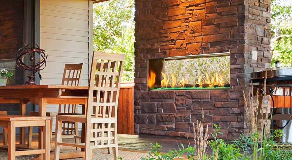 Outdoor Lifestyles Lanai 48 Inch Linear Outdoor See-Through Gas Fireplace