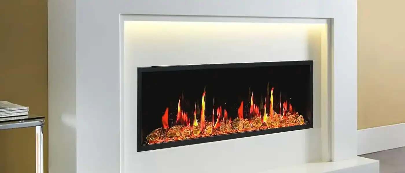 Litedeer Homes Latitude 55" Built-in Linear Electric Fireplace + Reflective Fire Glass - ZEF55VA