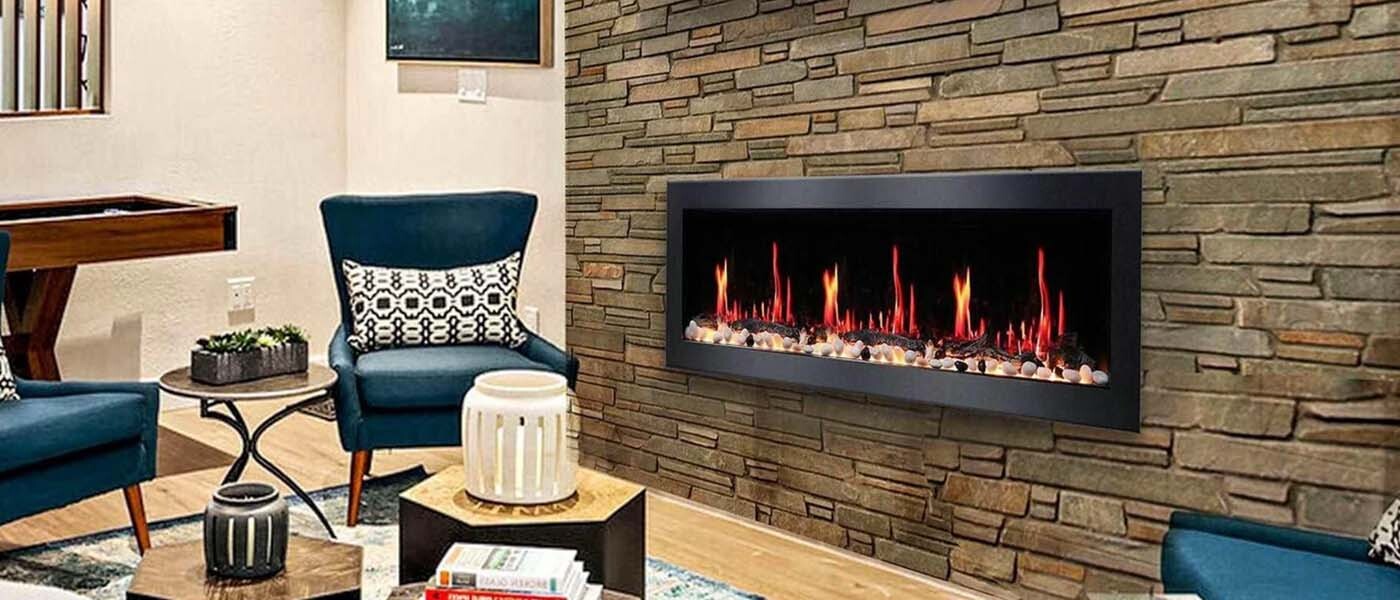 Litedeer Homes Latitude II 58-in Smart Wall Mount Electric Fireplace + Crushed Ice Rocks Litedeer Homes Latitude II 58-in Smart Wall Mount Electric Fireplace + Crushed Ice Rocks
