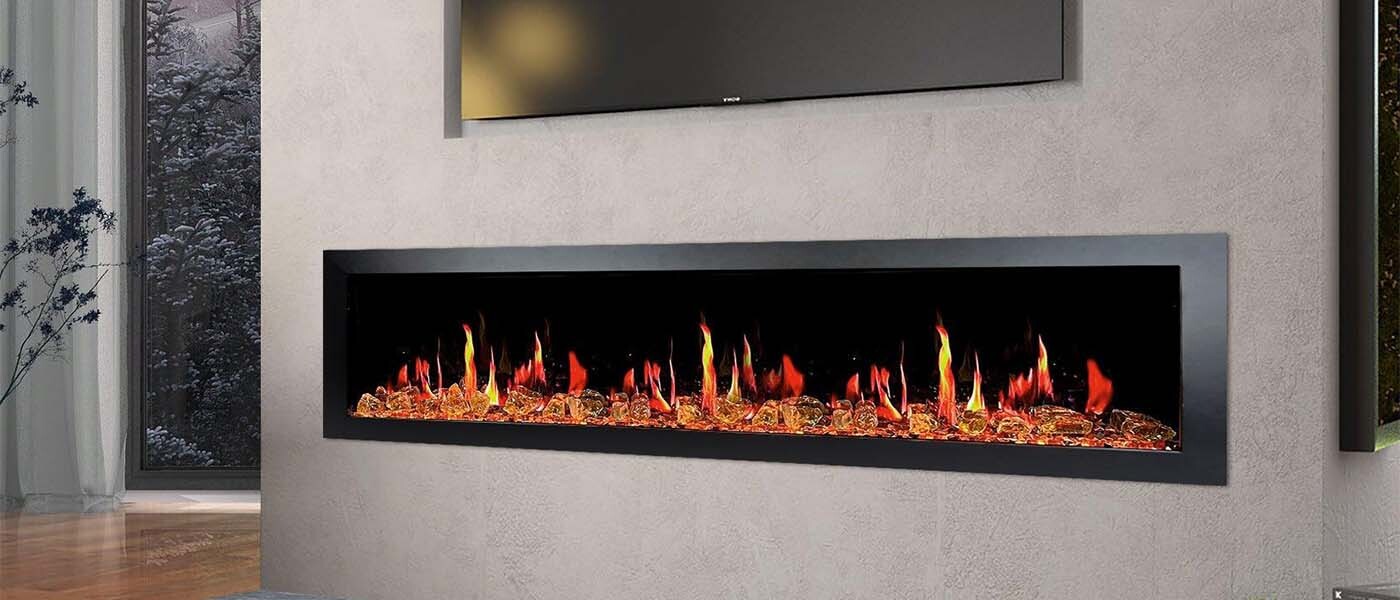 Litedeer Homes Latitude 68" Ultra Slim Electric Fireplace + Reflective Fire Glass - ZEF68XA Litedeer Homes Latitude 68" Ultra Slim Electric Fireplace + Reflective Fire Glass - ZEF68XA