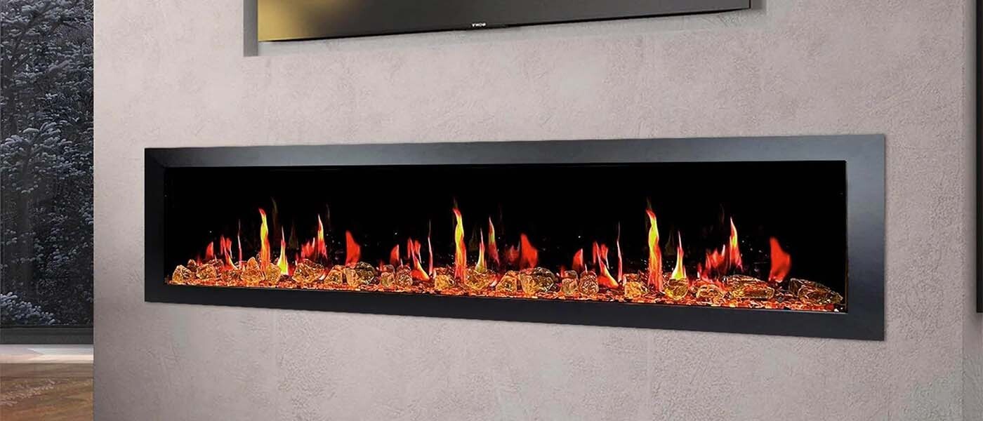 Litedeer Homes Latitude II 78" Smart Wall Mount Electric Fireplace + Reflective Fire Glass - ZEF78VA Litedeer Homes Latitude II 78" Smart Wall Mount Electric Fireplace + Reflective Fire Glass - ZEF78VA