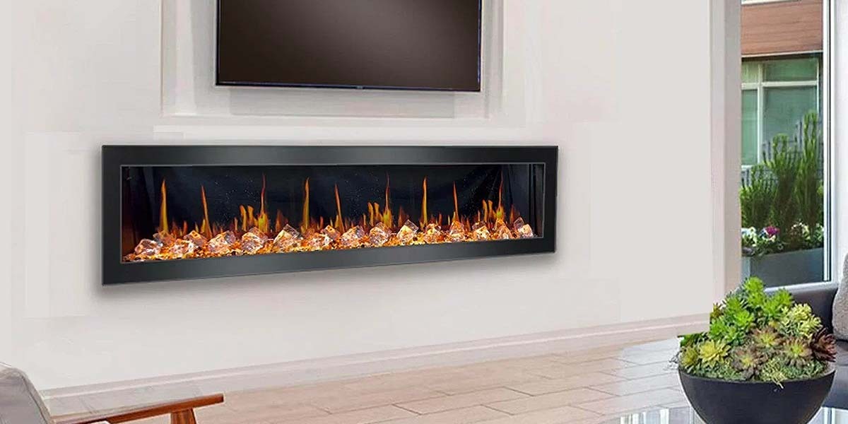 Litedeer Homes Latitude II 78-in Smart Wall Mount Electric Fireplace + Crushed Ice Rocks - ZEF78VC Litedeer Homes Latitude II 78-in Smart Wall Mount Electric Fireplace + Crushed Ice Rocks - ZEF78VC