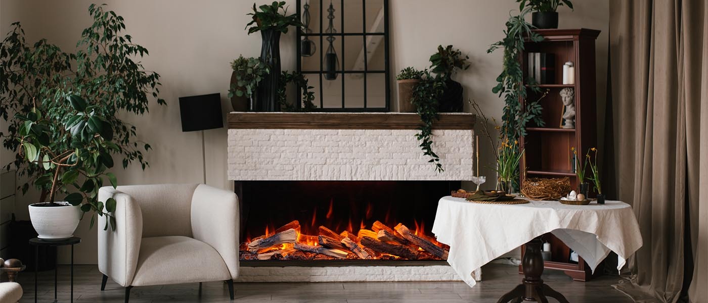 Amantii 48" LuminaForest &ndash; 3 Sided, Indoor, Smart Electric Fireplace - LF48