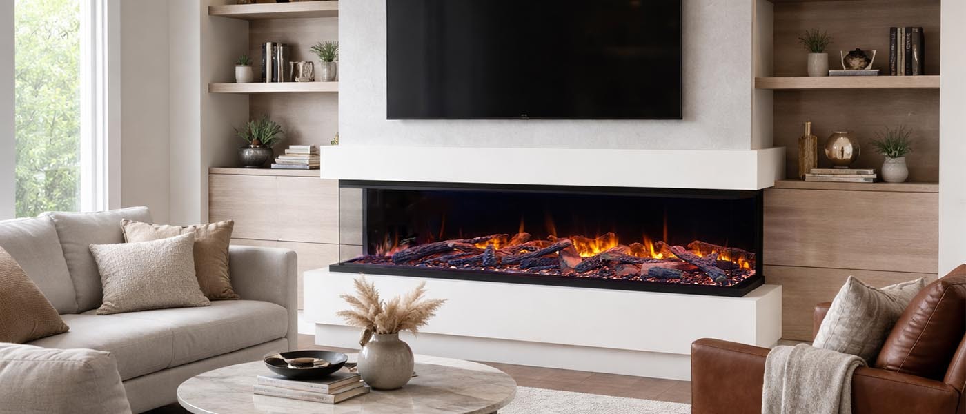 Amantii 63" LuminaForest &ndash; 3 Sided, Indoor, Smart Electric Fireplace - LF63