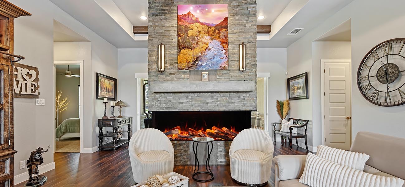 Amantii 75" LuminaForest &ndash; 3 Sided, Indoor, Smart Electric Fireplace - LF75
