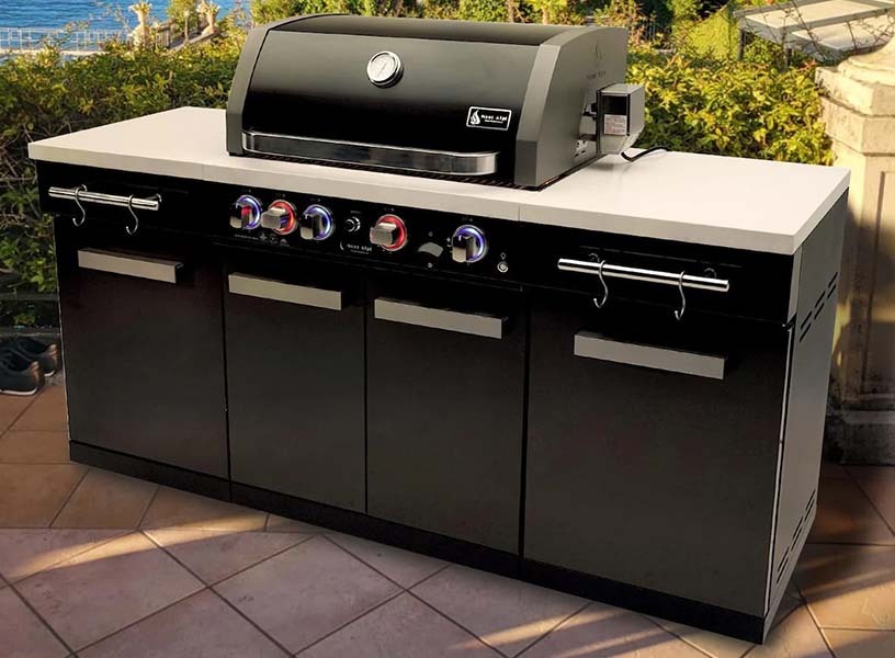 Mont Alpi 6 Ft Propane Outdoor Kitchen Island in Black Stainless Steel - MA-957