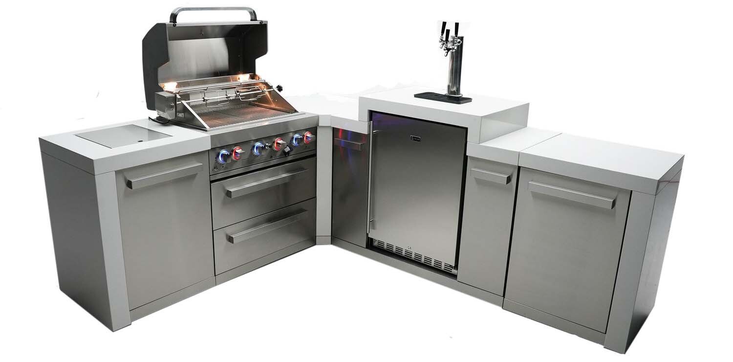 Mont Alpi 4-Burner Deluxe Island With a 90 Degree Corner and Kegerator - MAi400-D90KEG