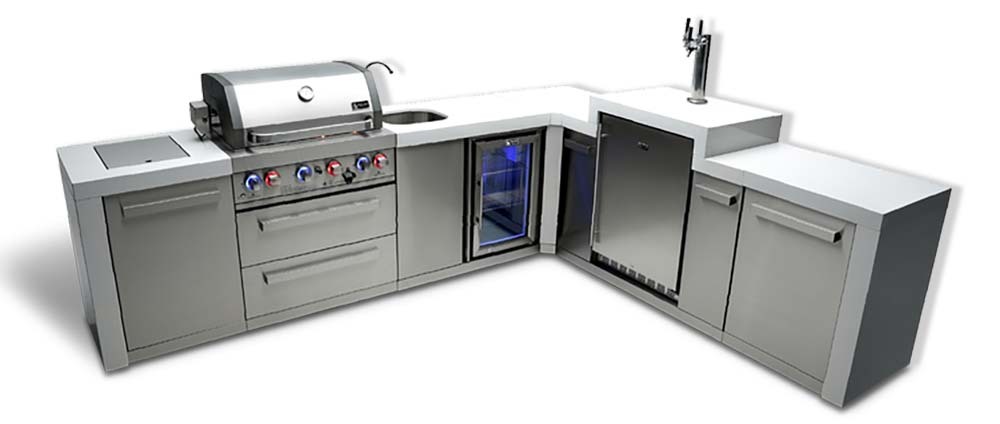 Mont Alpi 400 Deluxe 90 Degree Natural Gas Island Grill with Kegerator and Beverage Center