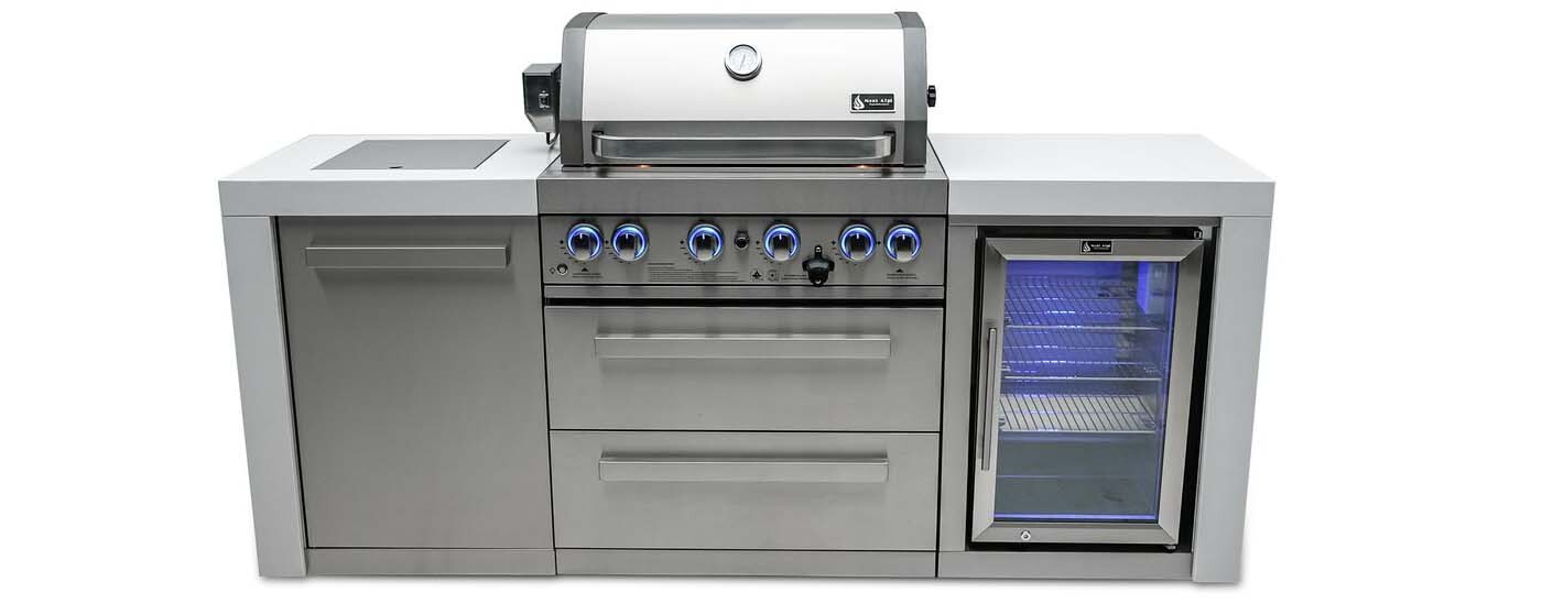 Mont Alpi 400 Deluxe BBQ Grill Island with Fridge Cabinet - MAi400-DFC
