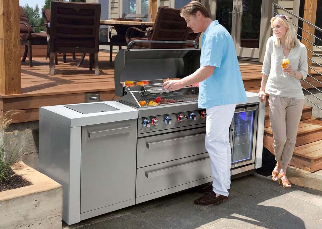 MONT ALPI 6-BURNER DELUXE ISLAND WITH REFRIDGERATOR CABINET - MAi805-DFC