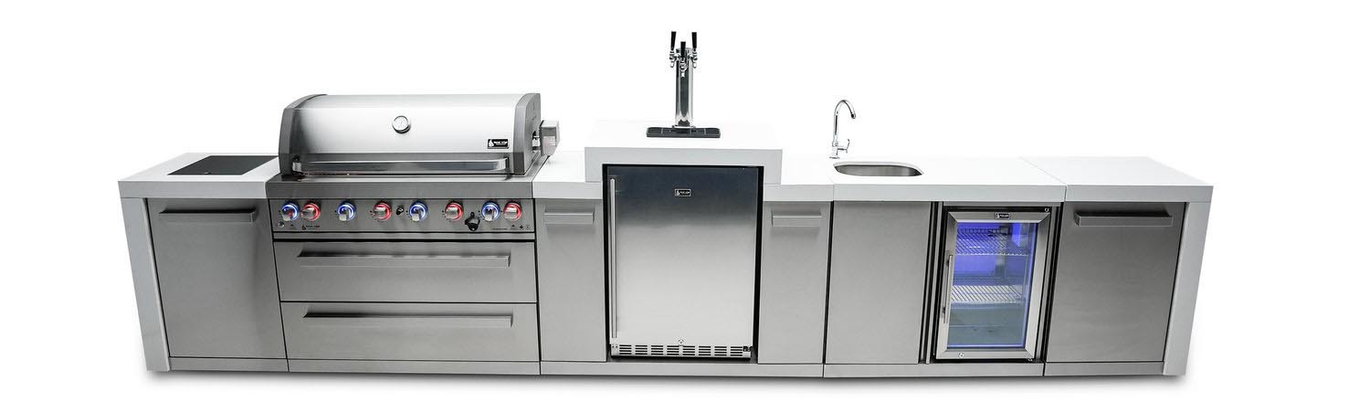 MONT ALPI 6-BURNER DELUXE ISLAND WITH A KEGERATOR and BEVERAGE CENTER