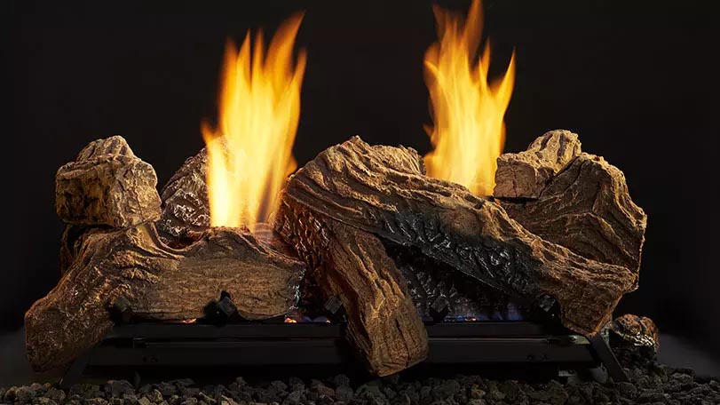 Monessen Natural Blaze See-Through Ventless Gas Log Set and Burner
