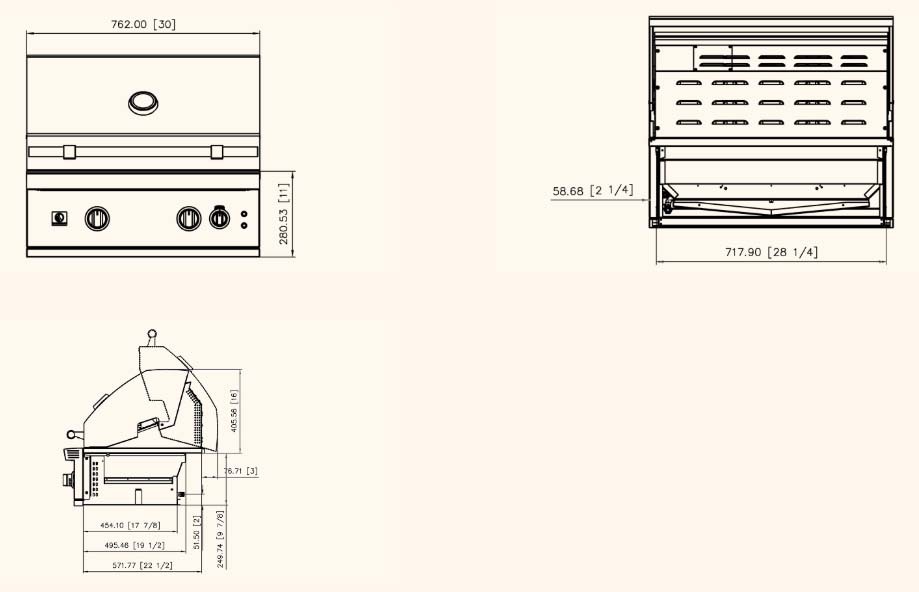 Summerset 30" Quest Built-In Gas Grill - QST30 Summerset Quest 30 Inch Built-In Gas Grill - Line drawings