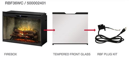 Dimplex Revillusion 36-inch Built-in Firebox with Glass Pane