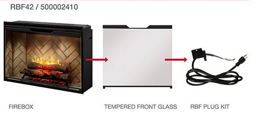 Dimplex Revillusion® 42" Built-In Firebox Herringbone, with Glass Pane