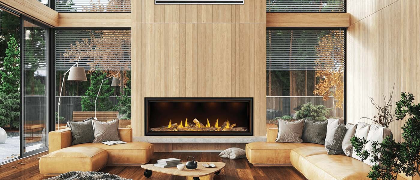 Napoleon Tall Linear Vector, 74" Direct Vent, Gas Fireplace with Luminous Logs