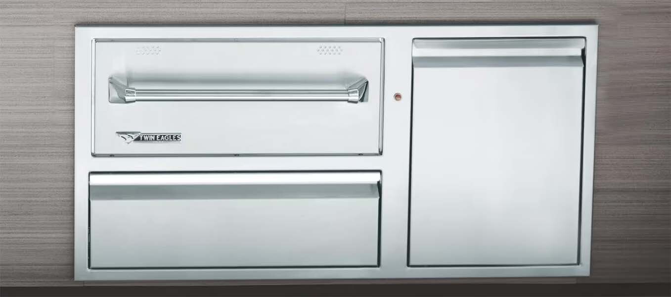 Twin Eagles 42-Inch Built-In, Electric, Outdoor, Warming Drawer with Utility Drawer