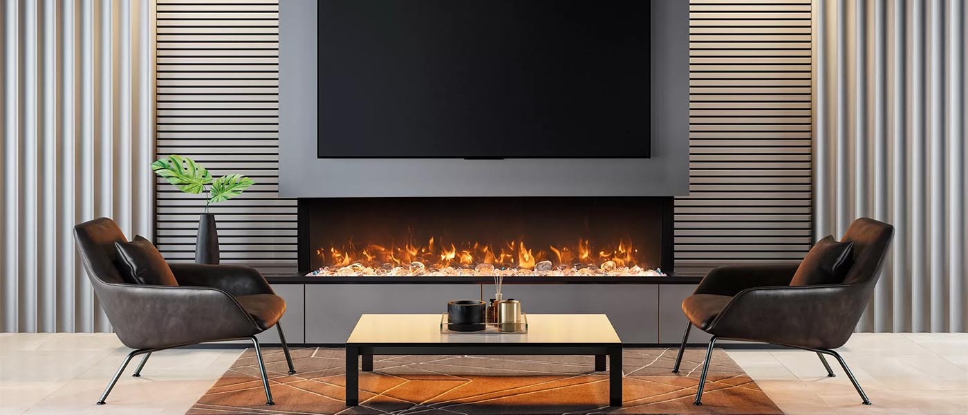 Amantii 72&Prime; TRU-VIEW-Slim Lumina, indoor or outdoor, 3-sided, electric fireplace - 72-TRV-SLIM-LUMINA