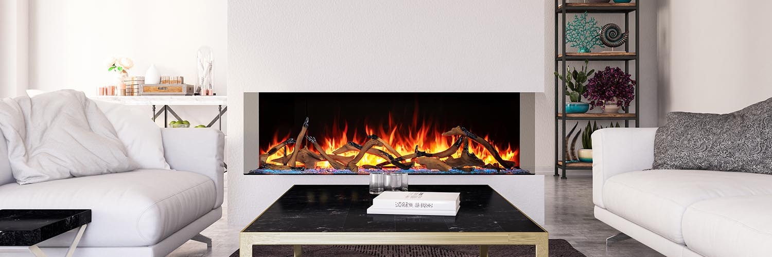 Amantii TRV-75-BESPOKE - 75" wide - 3 Sided, Smart Electric Fireplace