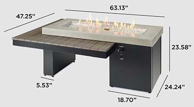 Coastal Grey Uptown Linear Gas Fire Pit Table - Outdoor Greatroom Company