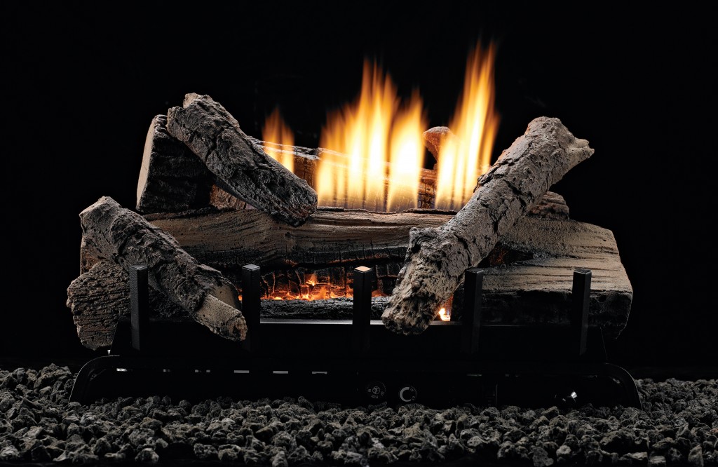 Refractory Whisky River Log Set and Vent-Free Burner Combination