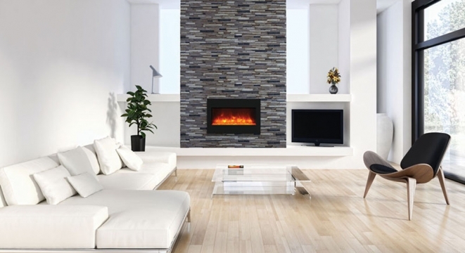 Amantii 31" Zero Clearance Electric Fireplace with a Steel Arch Surround