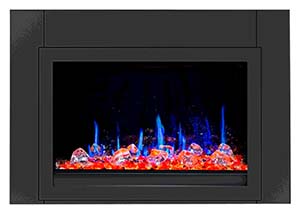 LiteStar 38-in Wall Mounted Electric Fireplace Insert with crystal Pebbles