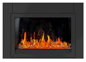 LiteStar 38-in Wall Mounted Electric Fireplace Insert with Amber Glass