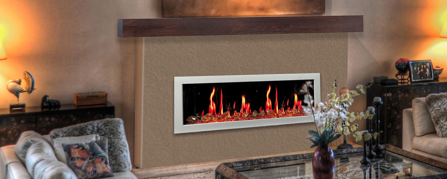 Gloria II 48" Smart Electric Fireplace with App, Reflective Amber Glass - ZEF48XAW, White