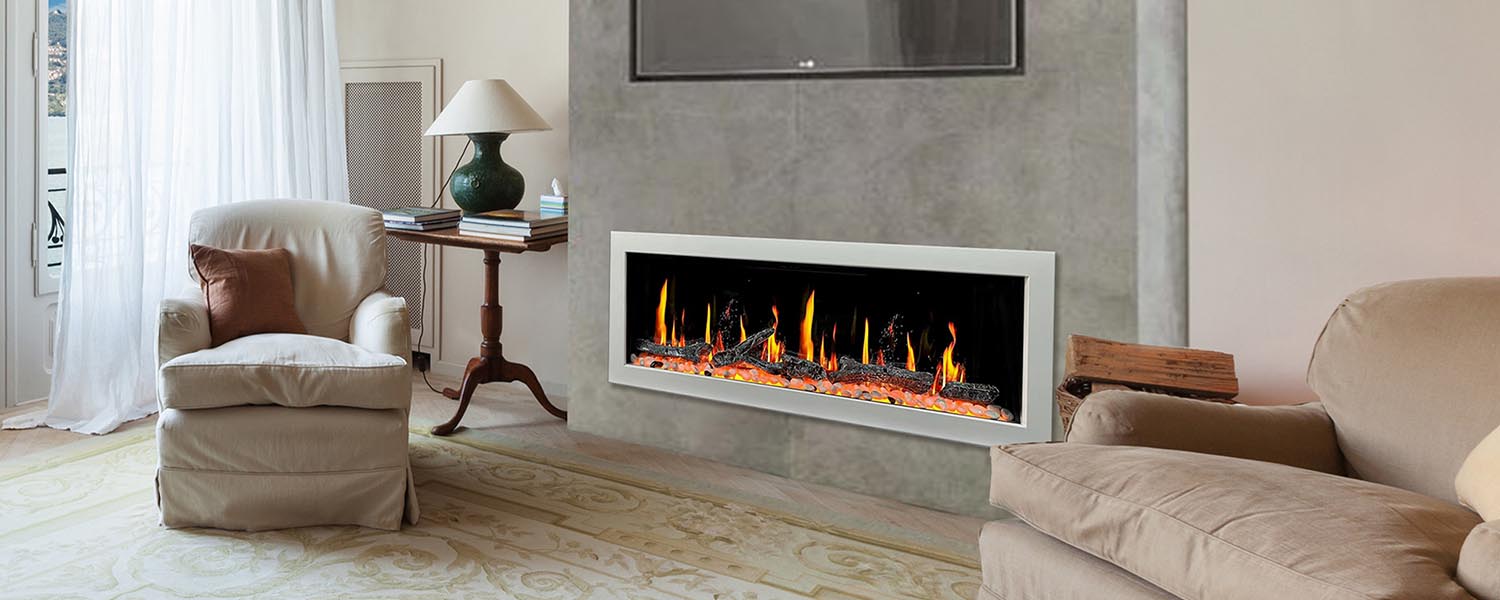 Gloria II 58″ Wall-Mount Smart Electric Fireplace - White