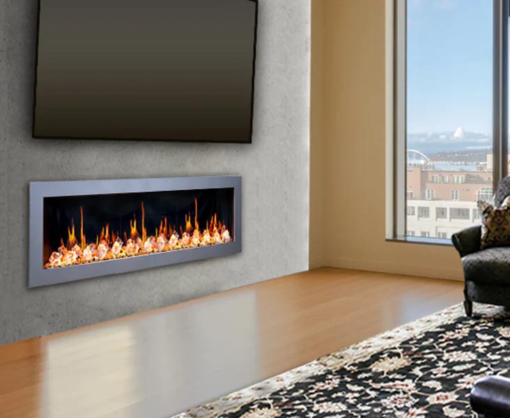 Litedeer Homes Gloria II 78″ Built In Smart Electric Fireplace - Silver