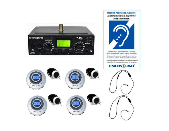 4-Person Enersound Assistive Listening System with Neckloops and ADA Plaque (Limited Lifetime Warranty)