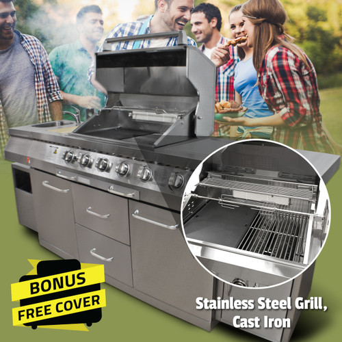 Bull BBQ Stainless Steel Outdoor Long Grill Kitchen