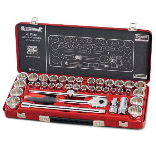 Sidchrome SCMT14105 40pce 1/2” Drive Metric & Imperial Socket Set